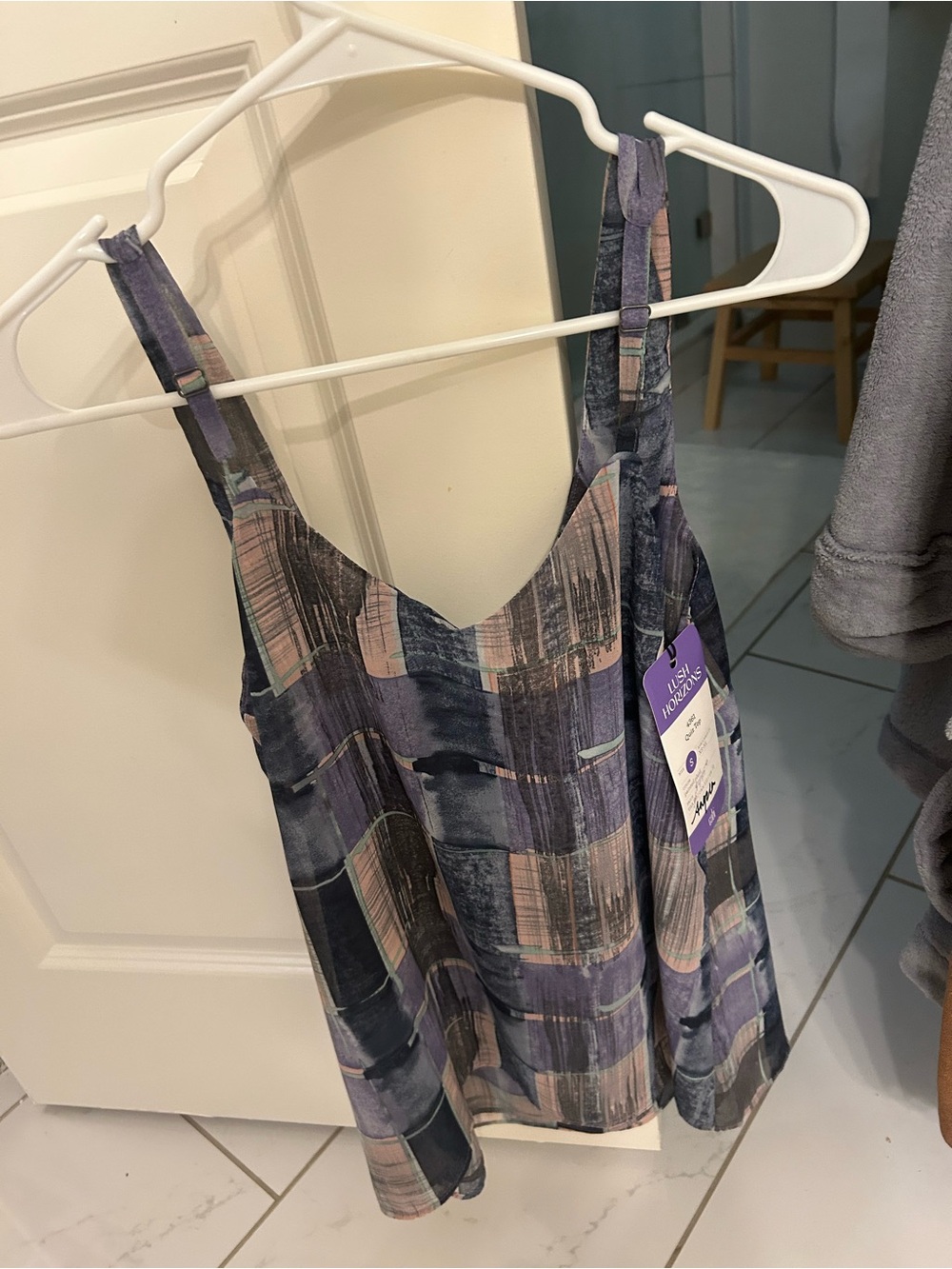 Cabi Women's Purple Print Adjustable-Strap Tank Top